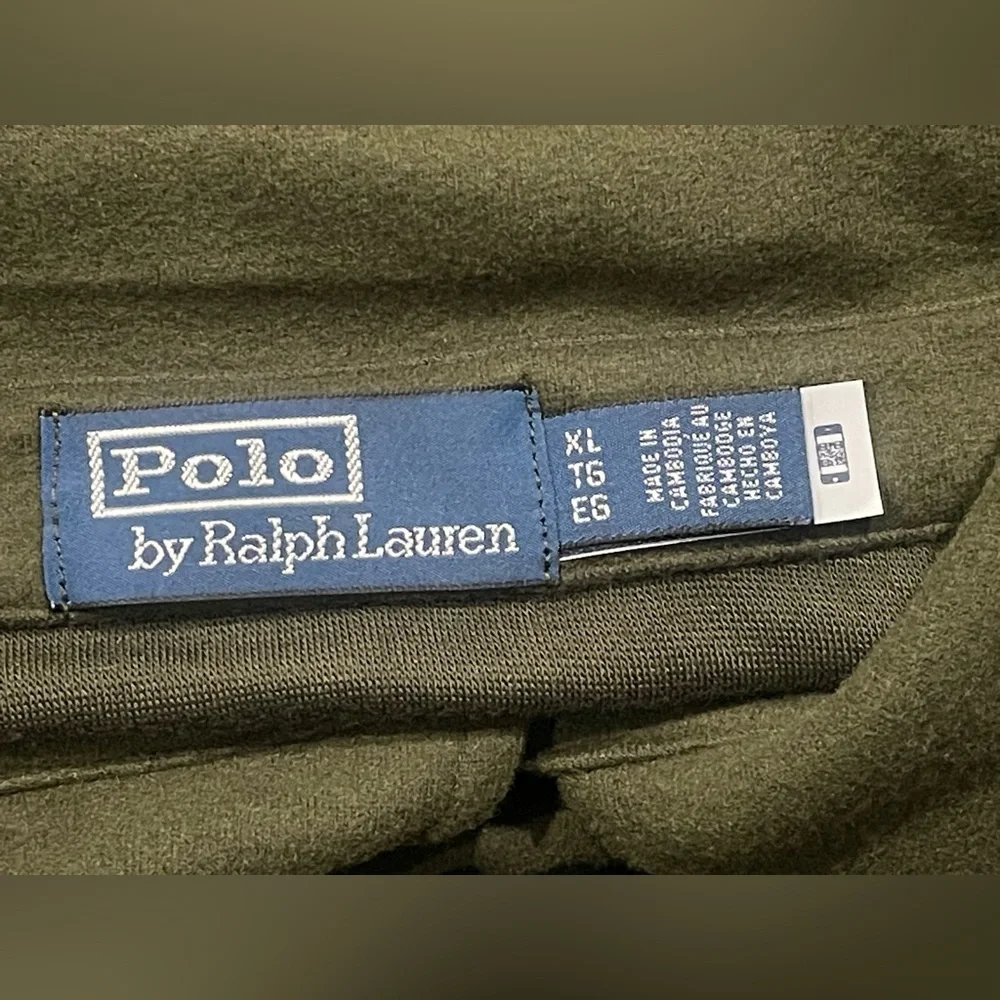 Polo Ralph Lauren Men Classic Fit Knit Flannel Workshirt  Olive Size X-Large NEW